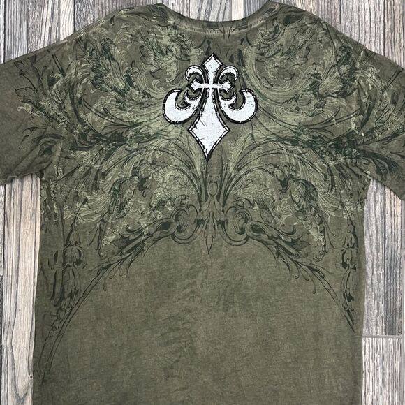 🔥☠️ Y2K AFFLICTION Los Angeles all over print Graphic Tee Men’s 2XL - PERFECT - Picture 8 of 13